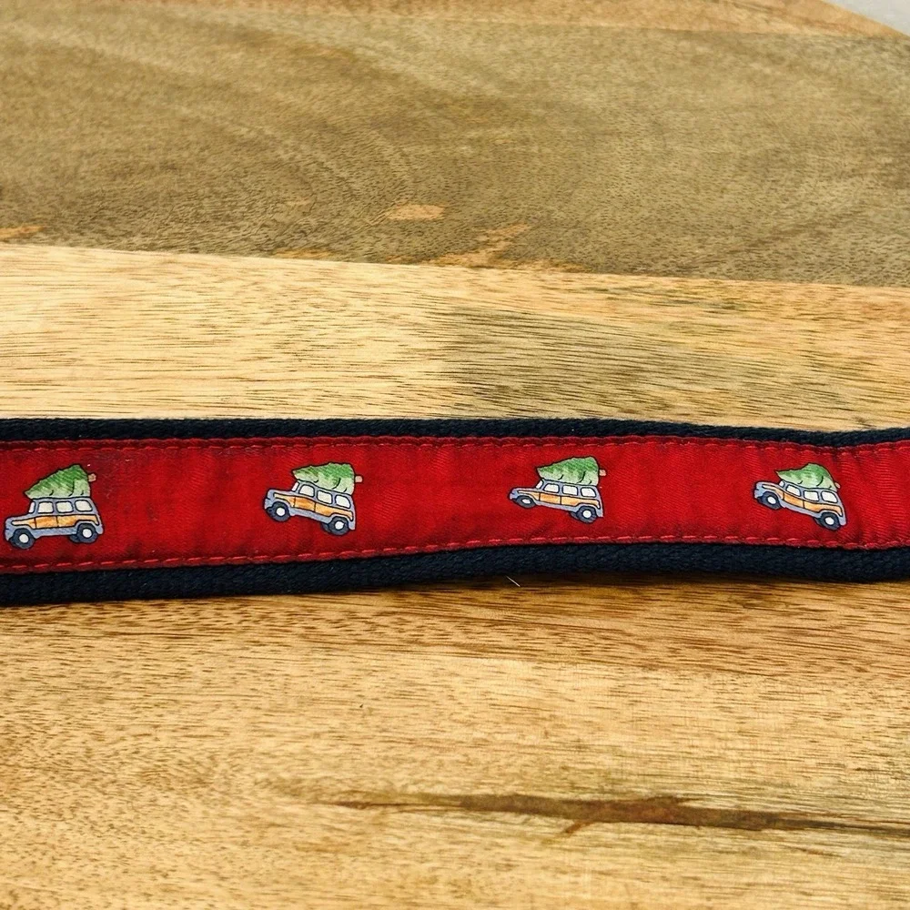 Vineyard Vines Christmas Tree Woodie Wagon Belt Red Navy Size 36 Made in USA